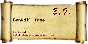 Bankó Irma névjegykártya
