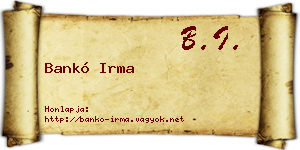 Bankó Irma névjegykártya